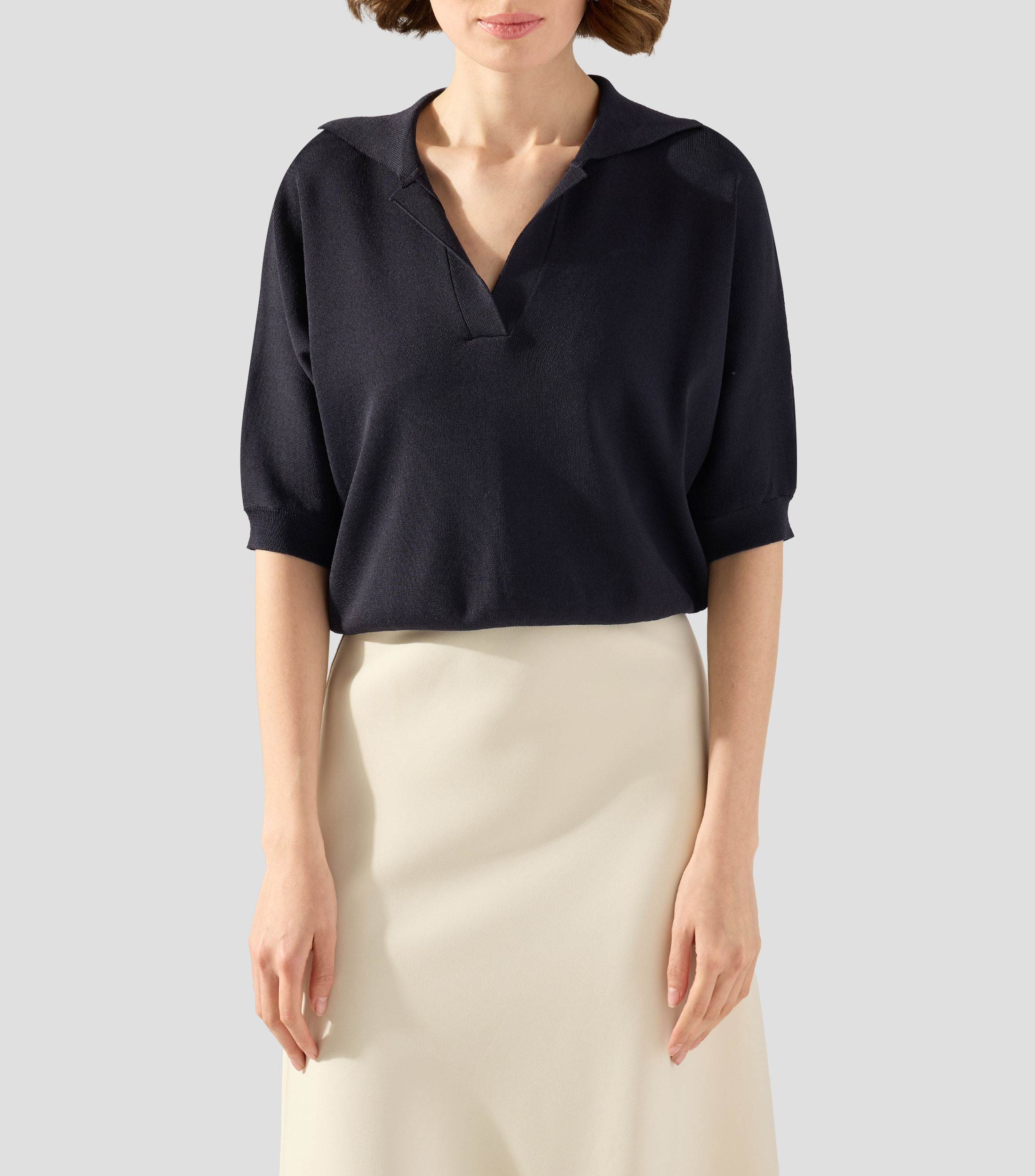 Blusa lisa con manga corta Mujer